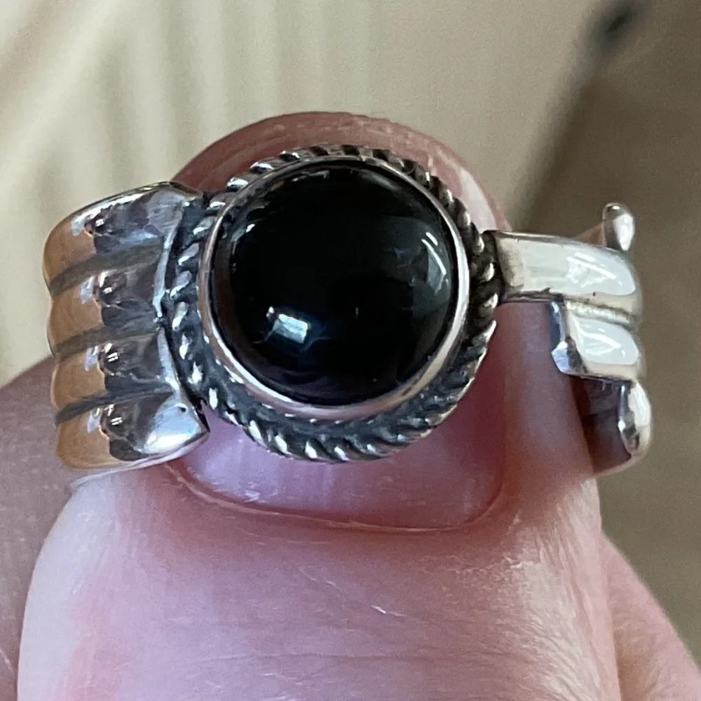 Sterling Silver 925 Black Onyx ring Size US 8.5